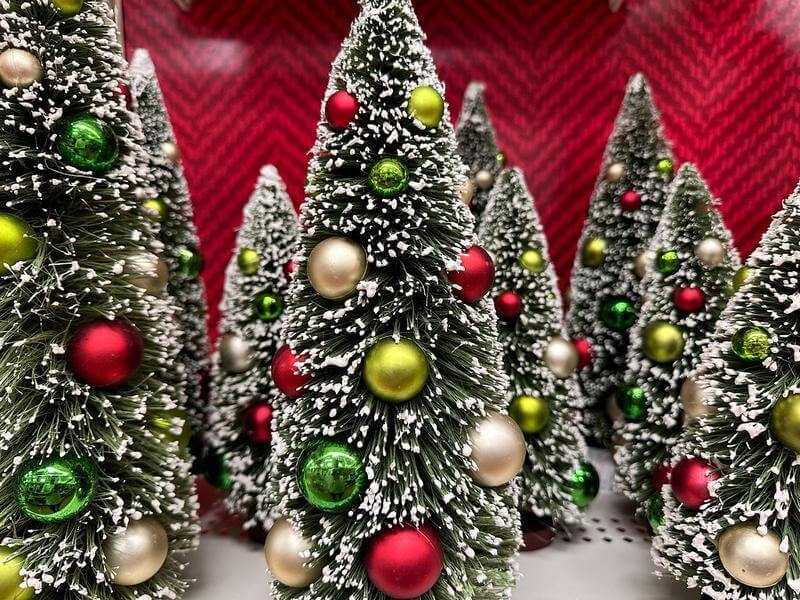 Miniature decorated Christmas trees
