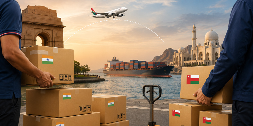 Send courier from India to Oman