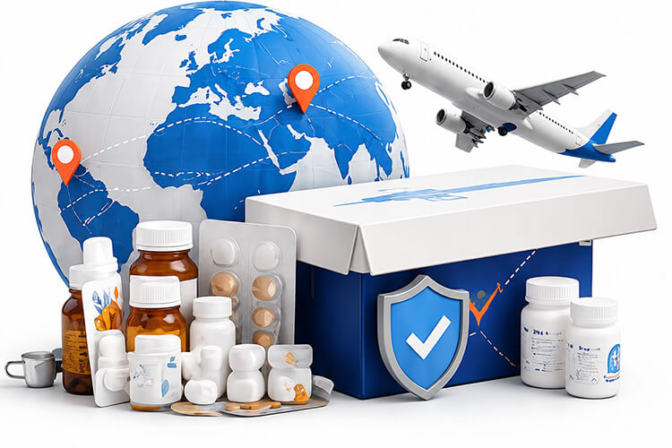 Medicines packed for worldwide delivery from India