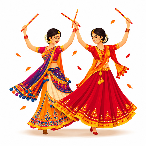 Garba dancers with dandiya sticks