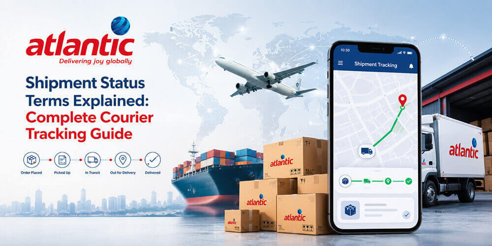  International courier tracking showing shipment status updates from pickup to delivery
