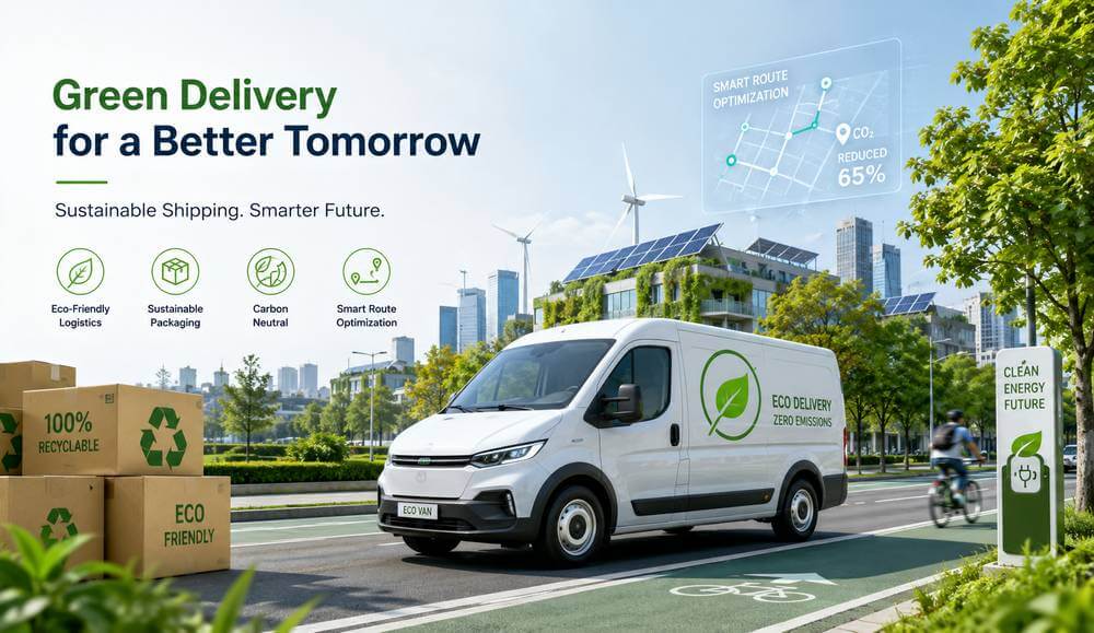 green courier delivery, eco-friendly logistics, sustainable shipping