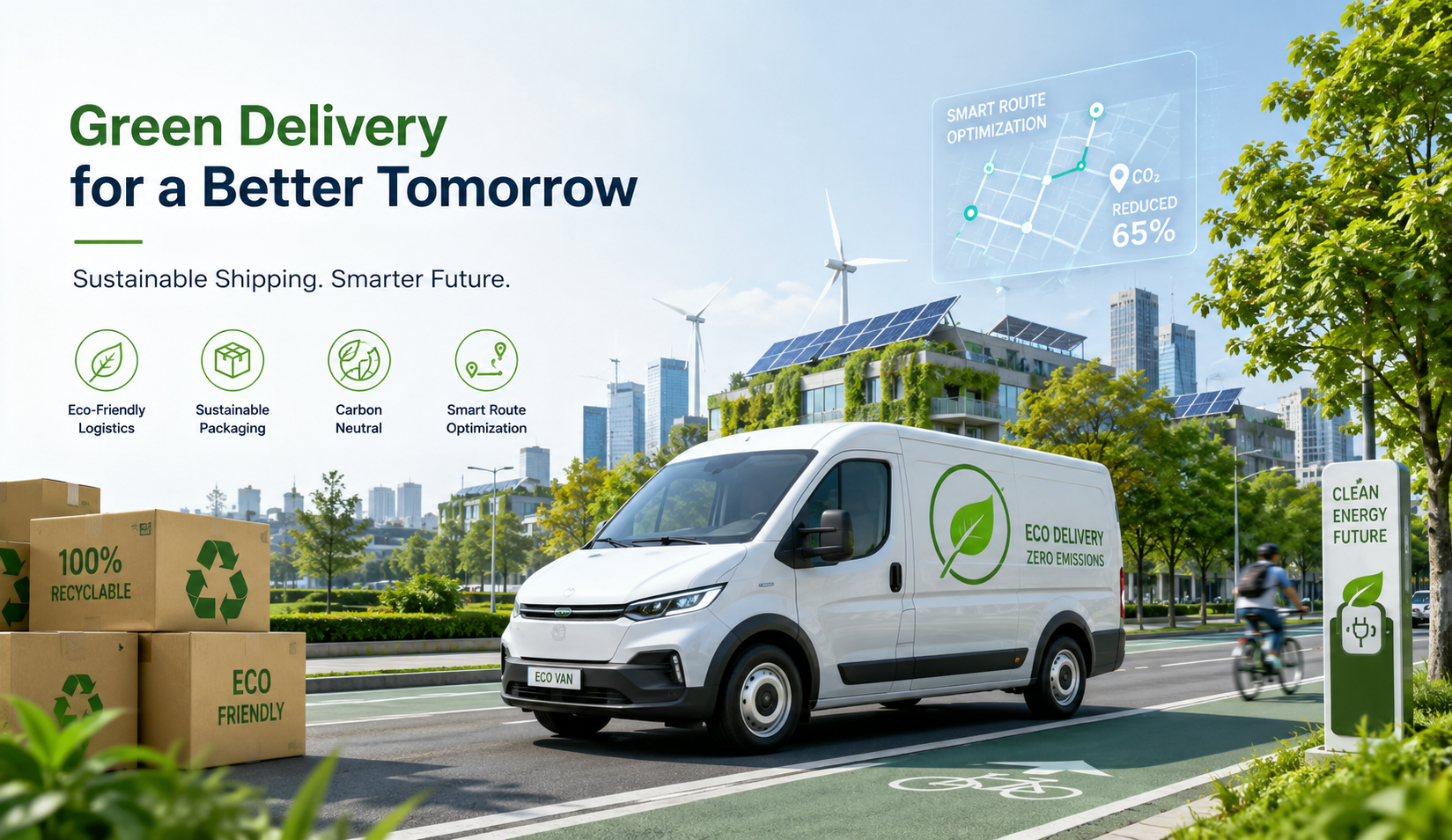 green courier delivery, eco-friendly logistics, sustainable shipping