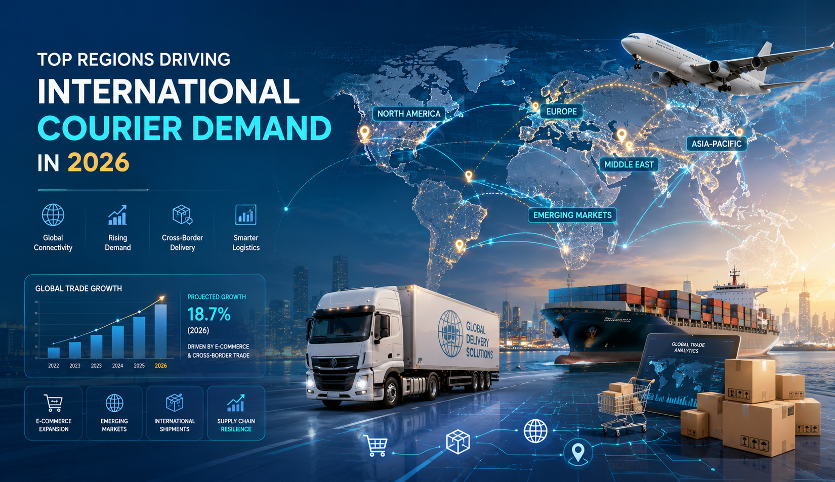 international courier demand regions global shipping trends 2026